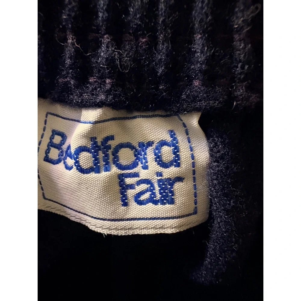Bedford Fair Vintage Navy Blue Wool Blend Midi Skirt Pockets Made in USA Sz 9-10